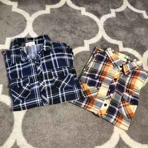 Urban Girl Shirts Girls XL Set of 2 Plaid Checkered Button Down Shirts Roll tab